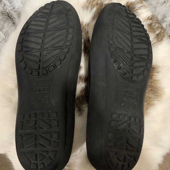 Crocs Lina Black Ballet Shoes w/Leopard Insoles size 7 - Picture 8 of 9